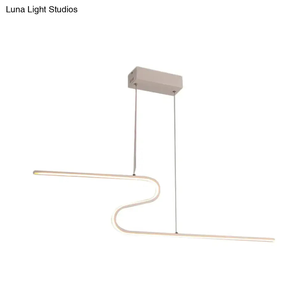 Modern minimalist DecorBites S-Shape island pendant lamp with warm white light and polished chrome finish