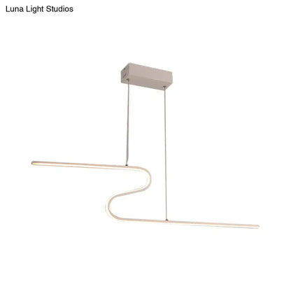 Modern minimalist DecorBites S-Shape island pendant lamp with warm white light and polished chrome finish