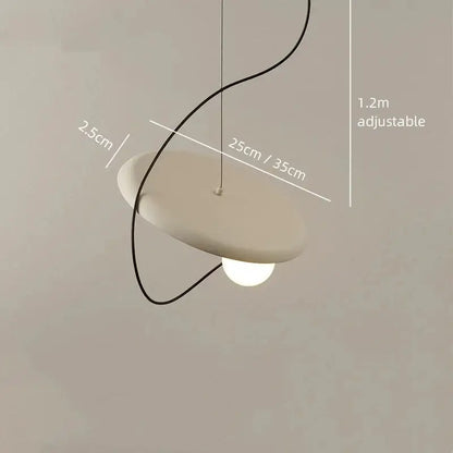 Decorbites™ scandinavian pendant light features an off-white ceramic shade, black curved wire, and adjustable 1.2m length