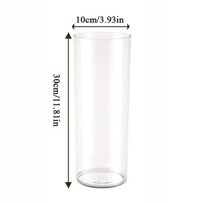 DecorBites™ shatterproof clear acrylic cylinder vase 30cm tall 10cm wide transparent acrylic cylinder vase