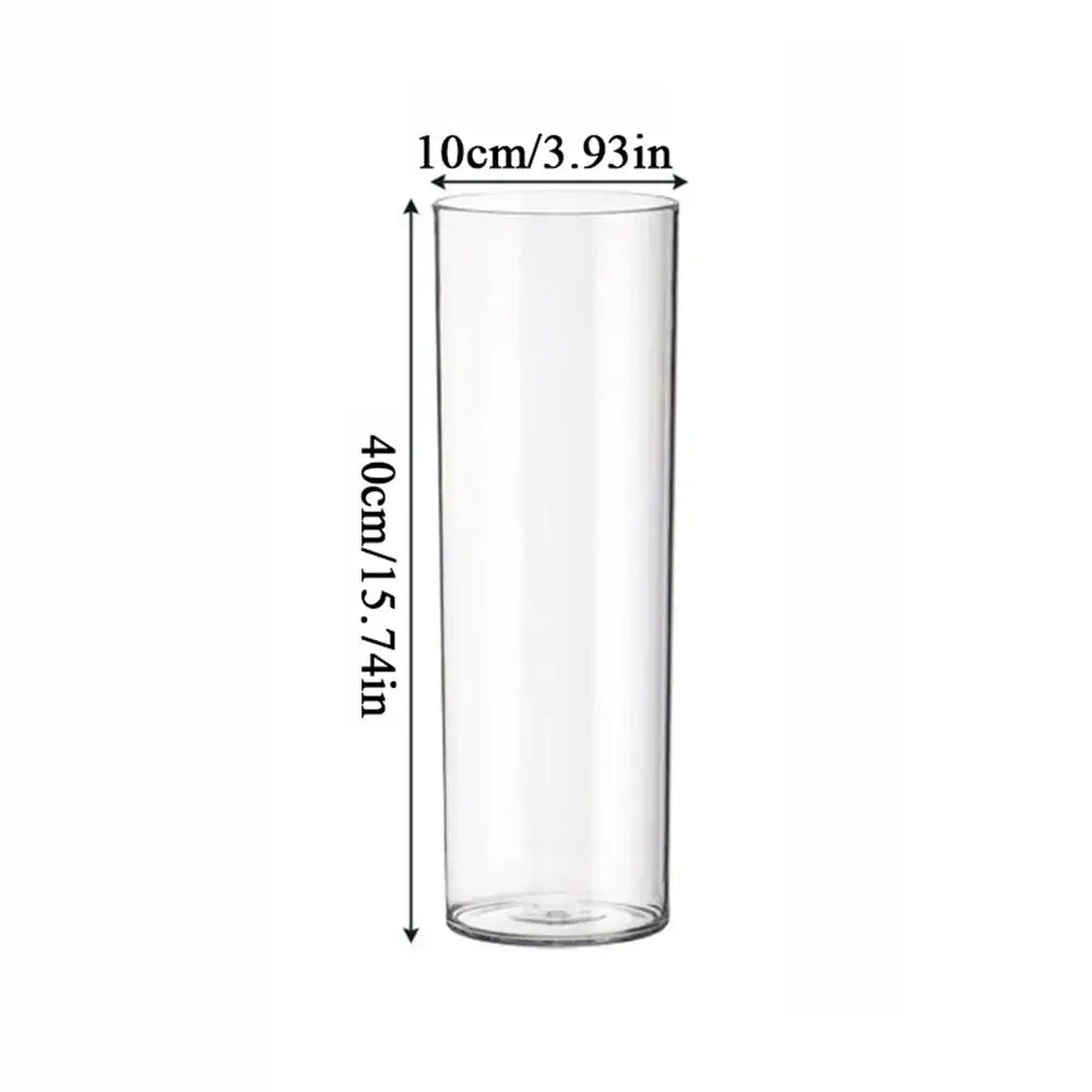 Decorbites™ shatterproof tall transparent acrylic flower vase clear cylindrical glass vase 10cm diameter 40cm tall