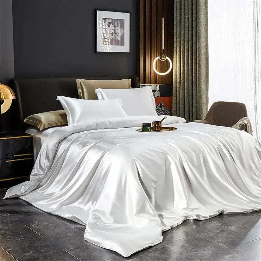 White satin duvet cover from decorbites silk bedding set with smooth glossy finish for width bed pcs duvet cover