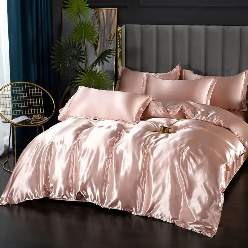 Decorbites silk bedding set rose gold satin duvet cover with matching pcs duvet cover for width bed luxury satin finish