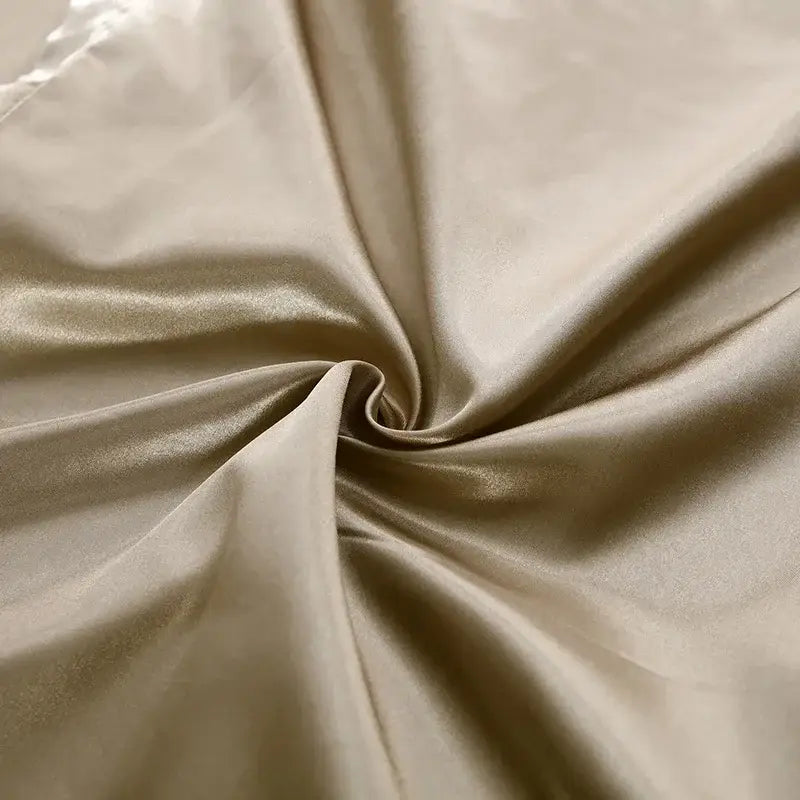 Decorbites™ silk bedding set luxury beige satin duvet cover with smooth glossy finish for width bed various sizes pcs duvet cover