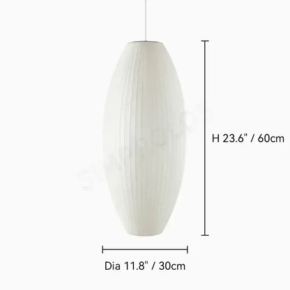DecorBites™ silk led pendant lamp white elongated with ribbed texture and modern designer lighting style