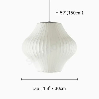 Decorbites™ silk led pendant lamp is a white ribbed paper pendant lamp with a sleek modern designer lighting design