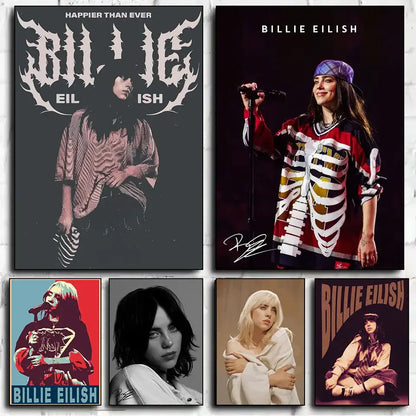Decorbites™ singer b-billies canvas art print featuring black and white billie eilish album cover for home walls