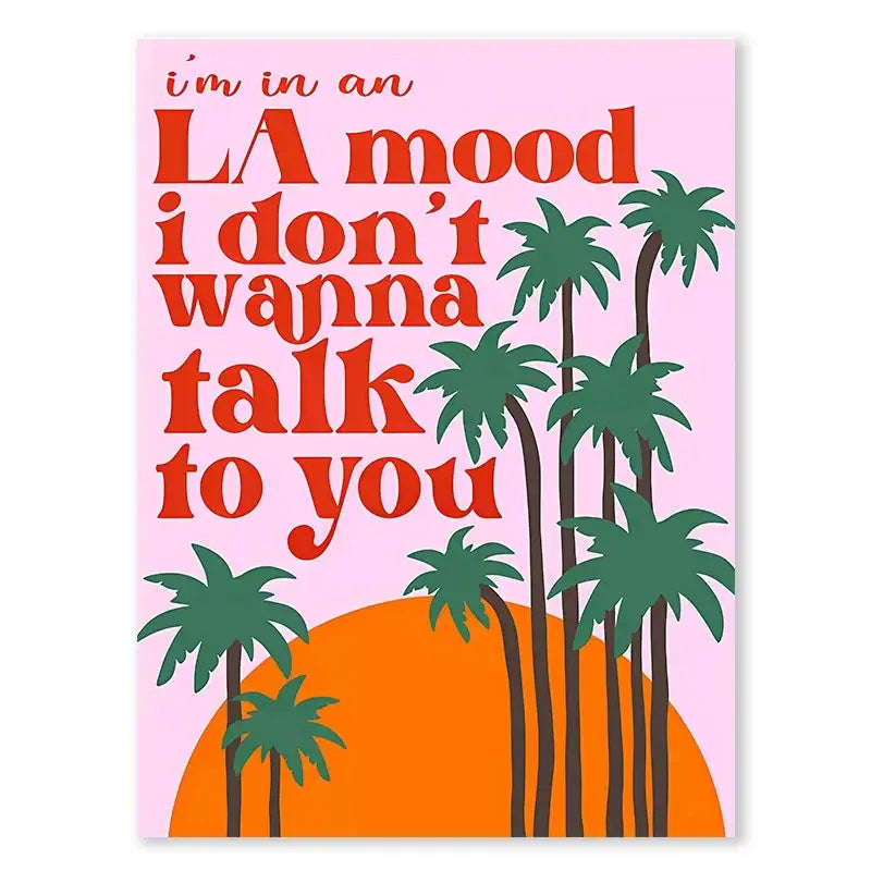 DecorBites™ harris styles lyrics art poster pink with bold red text styles lyrics and palm trees with an orange sun