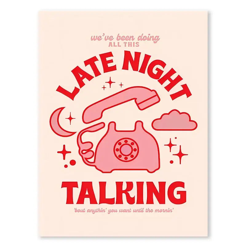 Pink vintage rotary telephone illustration on blush background in DecorBites™ styles lyrics art poster featuring Harris Styles