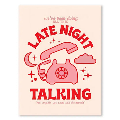 Pink vintage rotary telephone illustration on blush background in DecorBites™ styles lyrics art poster featuring Harris Styles