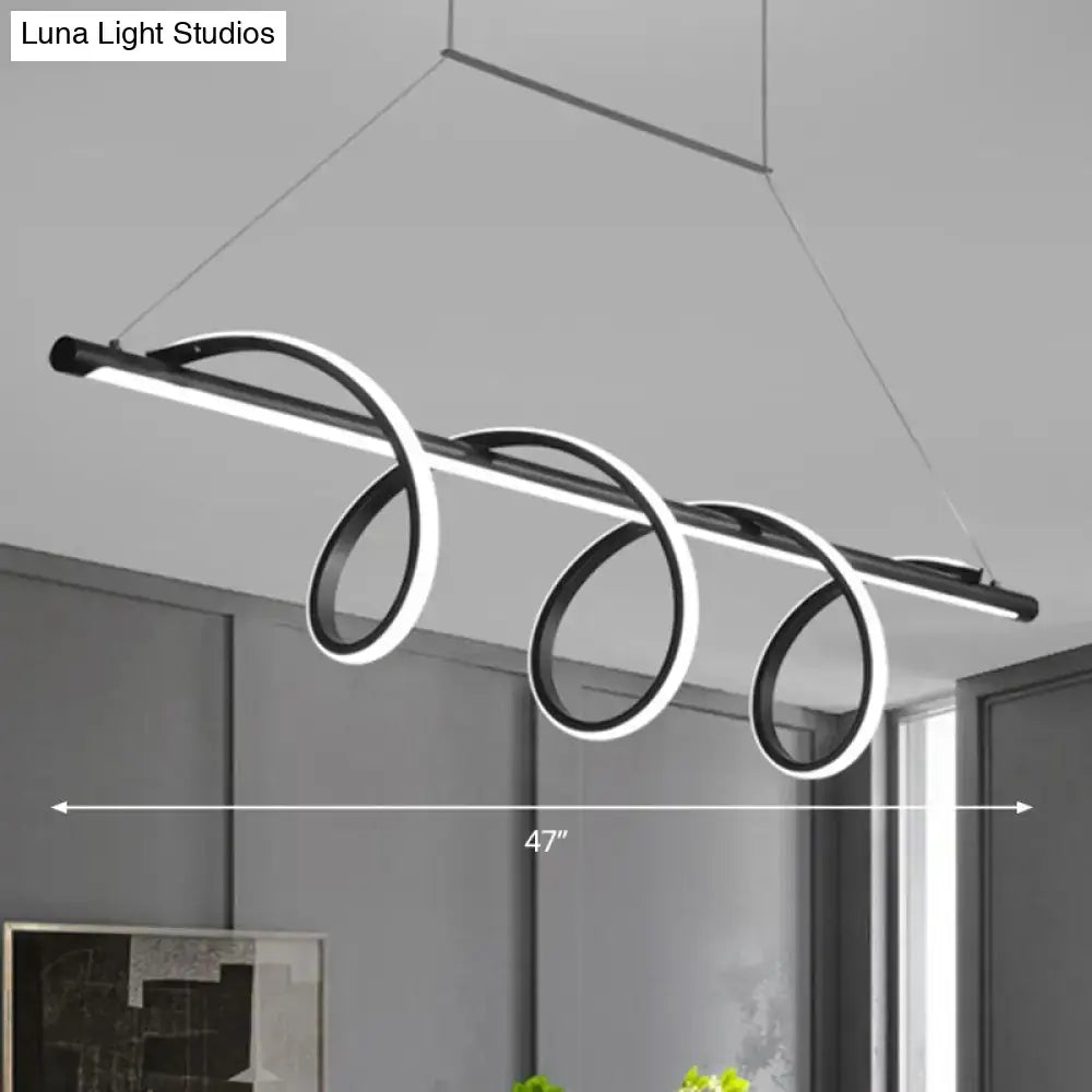Modern black and white led light with sleek curved ring design for dining room suspension maximum bulb wattage included