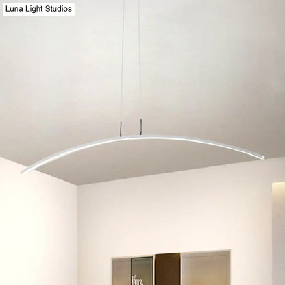 Modern white led pendant light with sleek curved design from decorbites™ black white arch island collection for dining table lighting