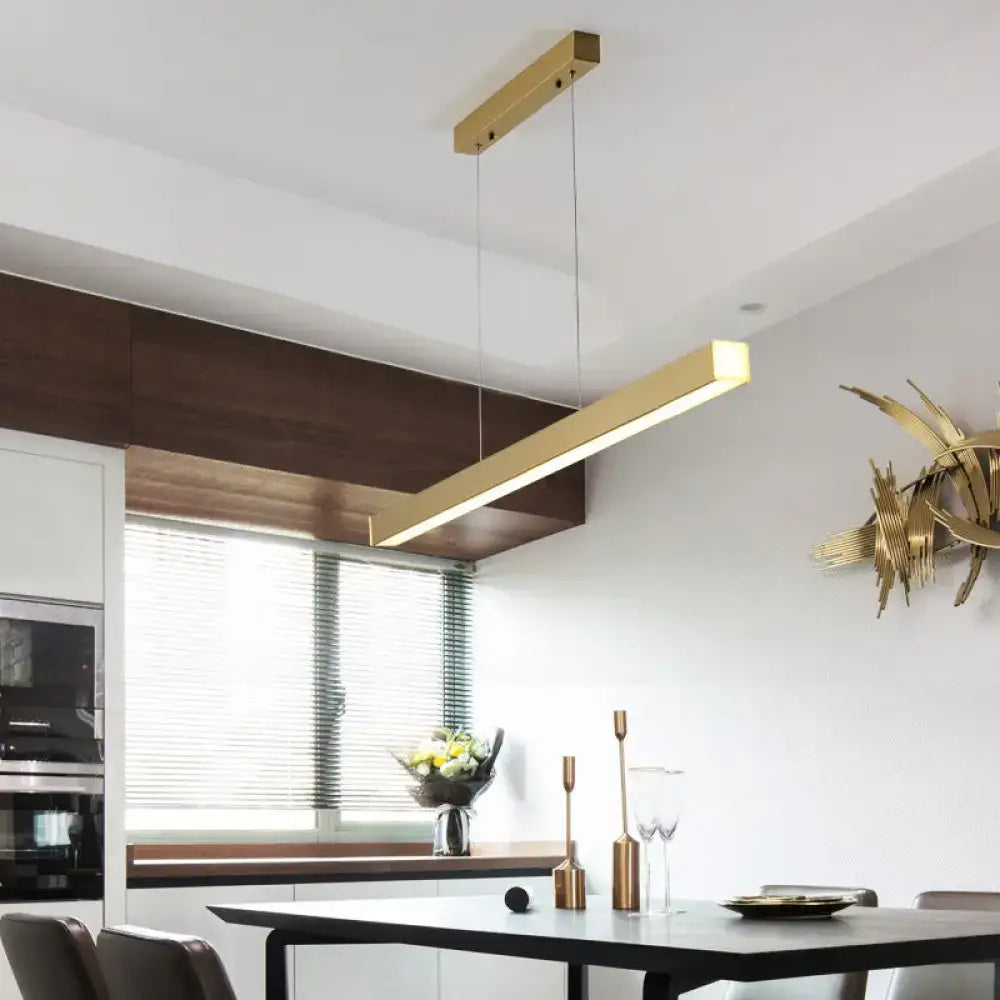Gold-colored decorbites sleek brass island lamp with pole shaped led suspension lighting for acrylic dining rooms