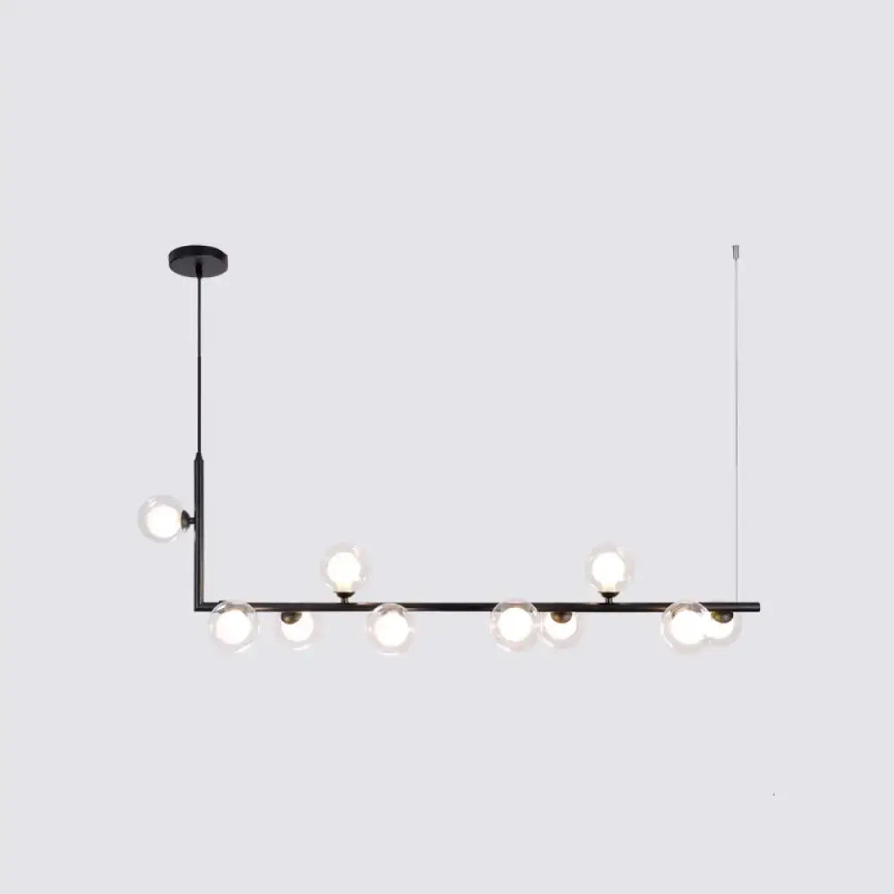 Modern black metal DecorBites pendant light with spherical glass bulbs for dining room hanging island lighting