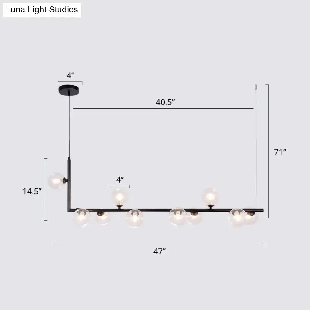 Decorbites™ sleek black metal pendant light with clear glass globes for dining room hanging island design