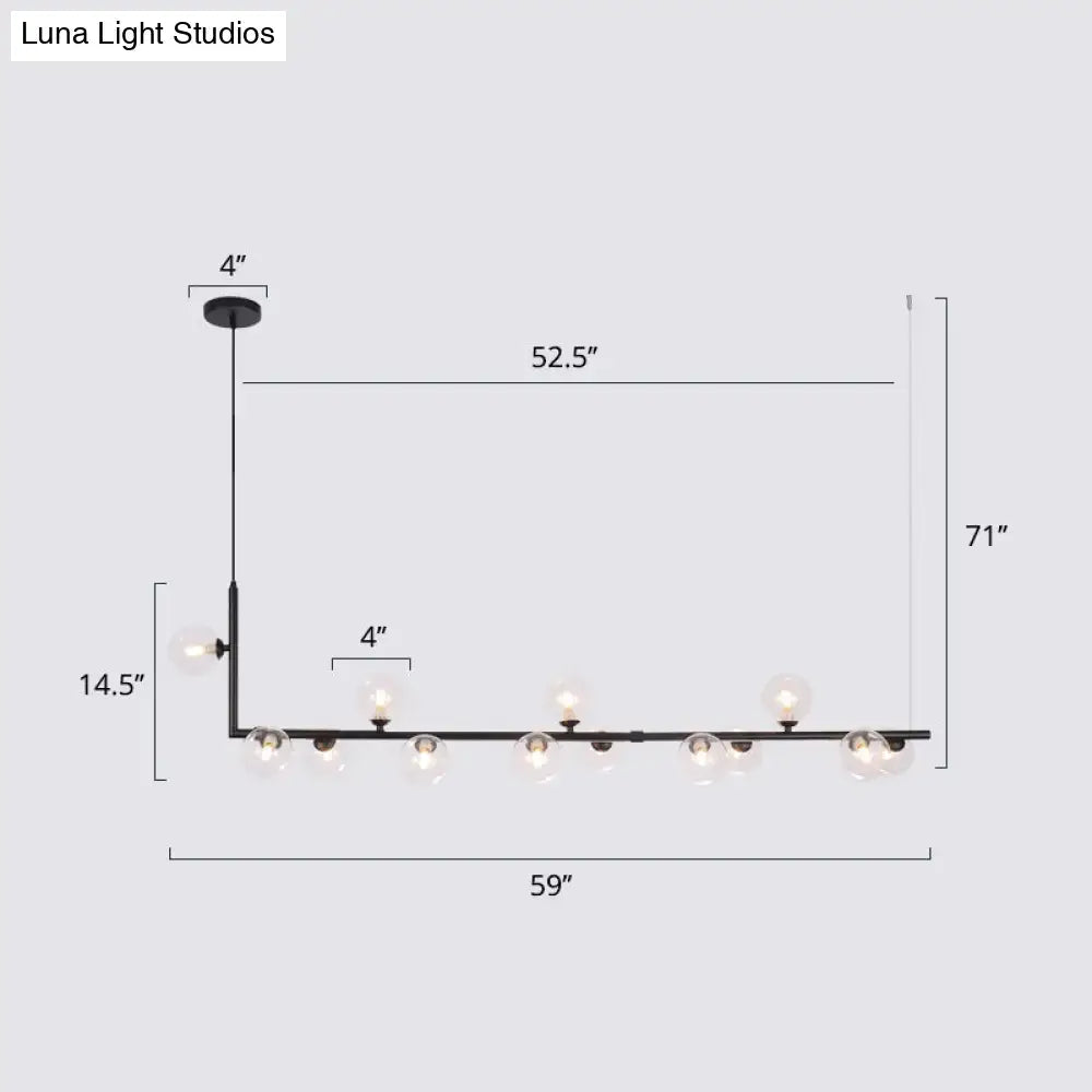 DecorBites™ sleek black metal pendant light with clear glass globes for dining room hanging island design