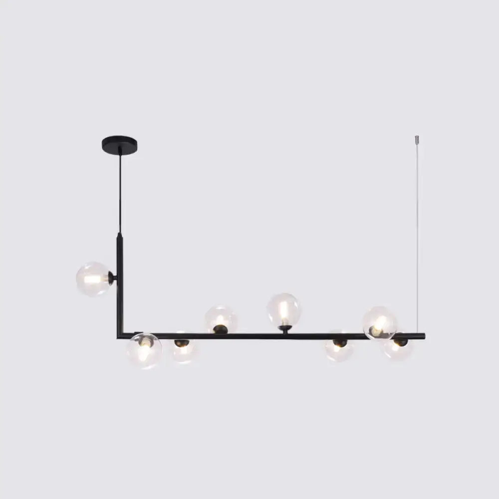 DecorBites™ sleek black glass pendant light with six clear globes for dining room hanging island design