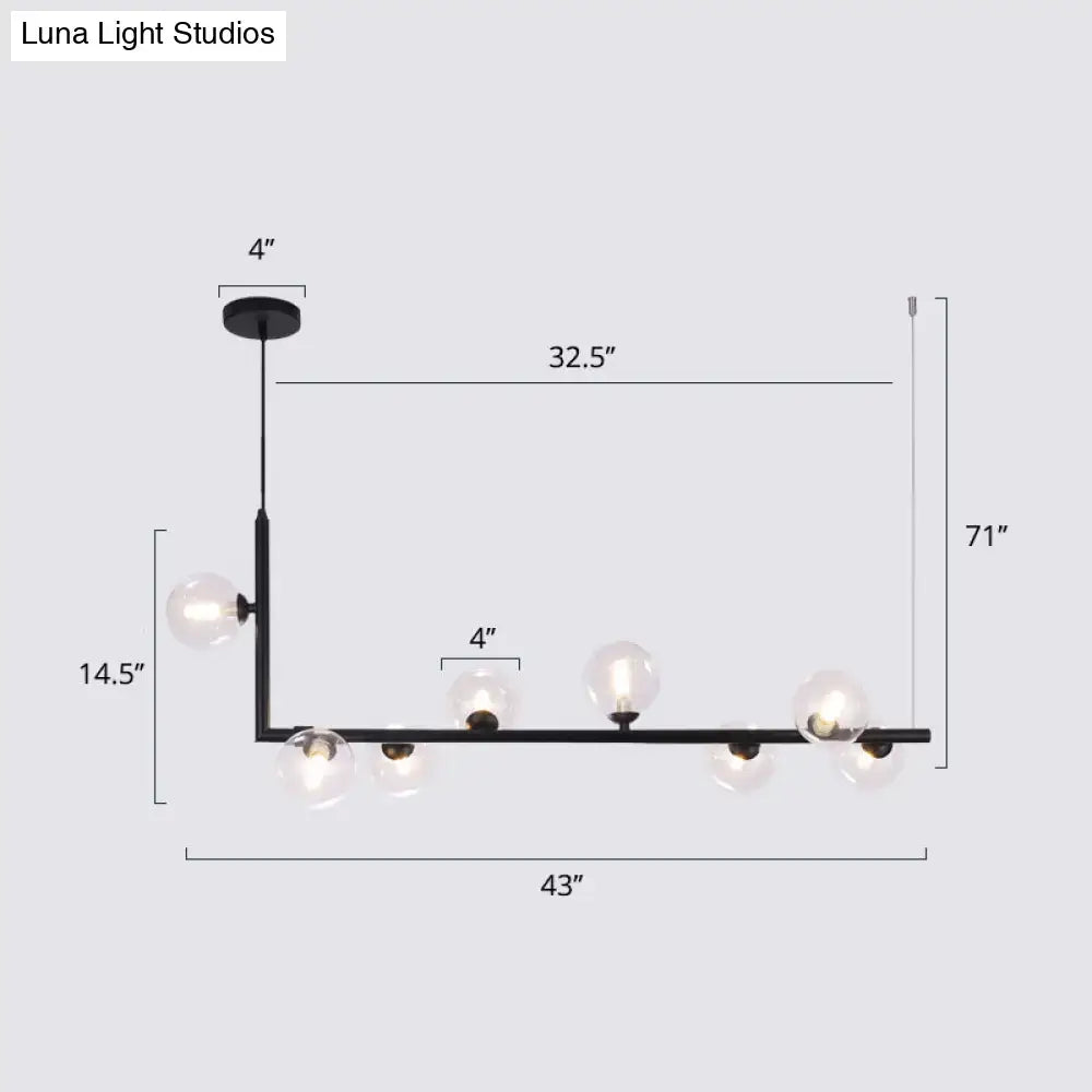DecorBites™ black metal pendant light with five clear glass globes for dining room hanging island design