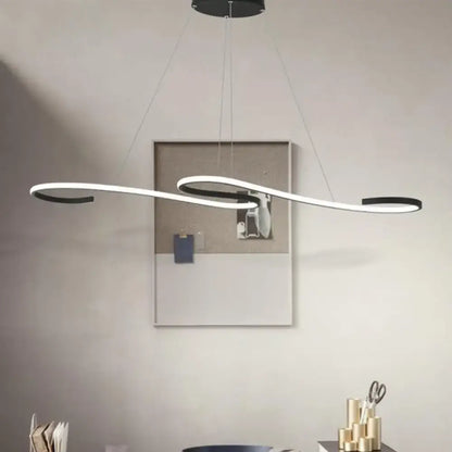 Decorbites sleek black and white led island pendant light fixture with metal design remote control and stepless dimming 110v-120v