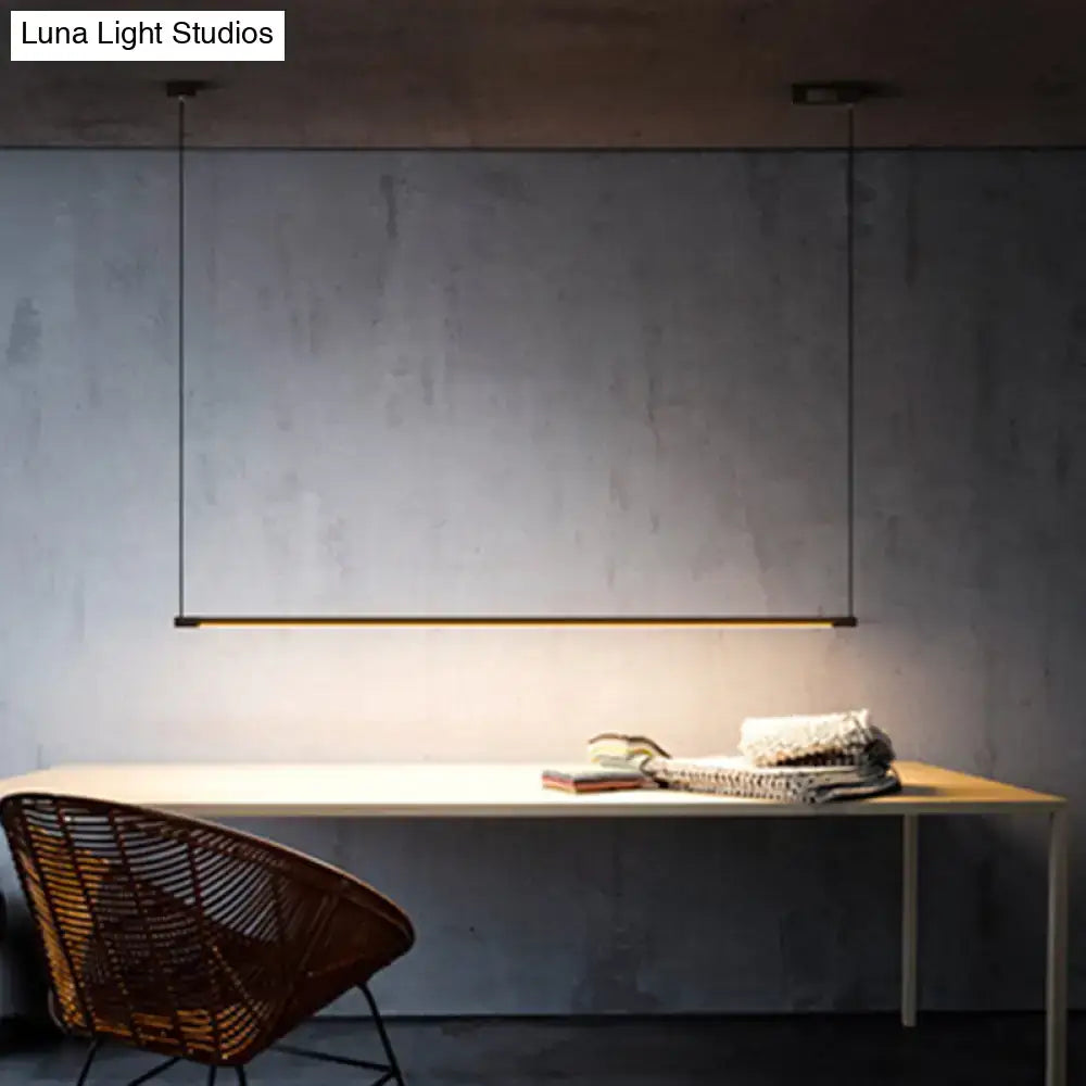 Decorbites sleek metal black led island lamp with minimalist linear frame and warm even illumination for stylish use