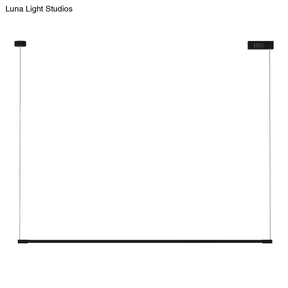 Black minimalist metal led island lamp with sleek modern design and thin cables for stylish island table lighting