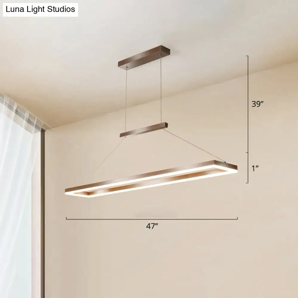 Decorbites™ sleek metal island ceiling pendant light with brushed metal finish and integrated led strip lighting