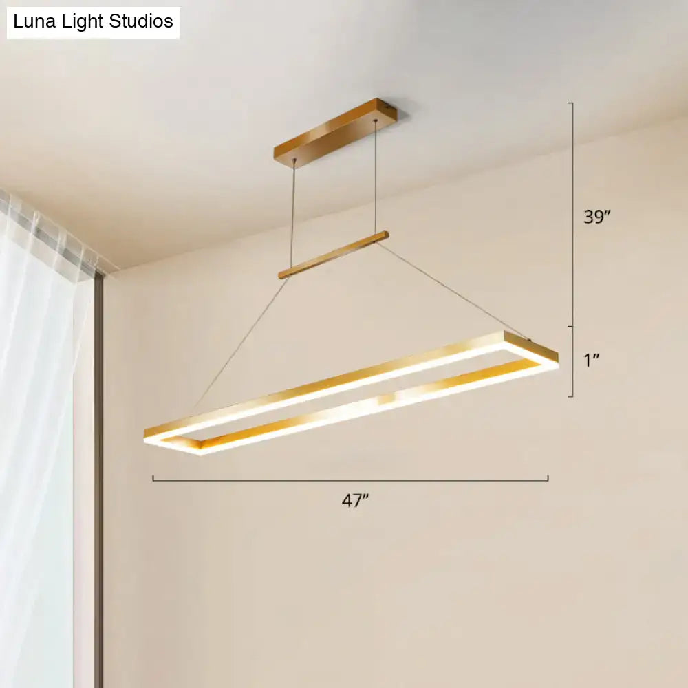 DecorBites sleek metal island ceiling pendant light with gold finish minimalist design and integrated LED lighting for dining room