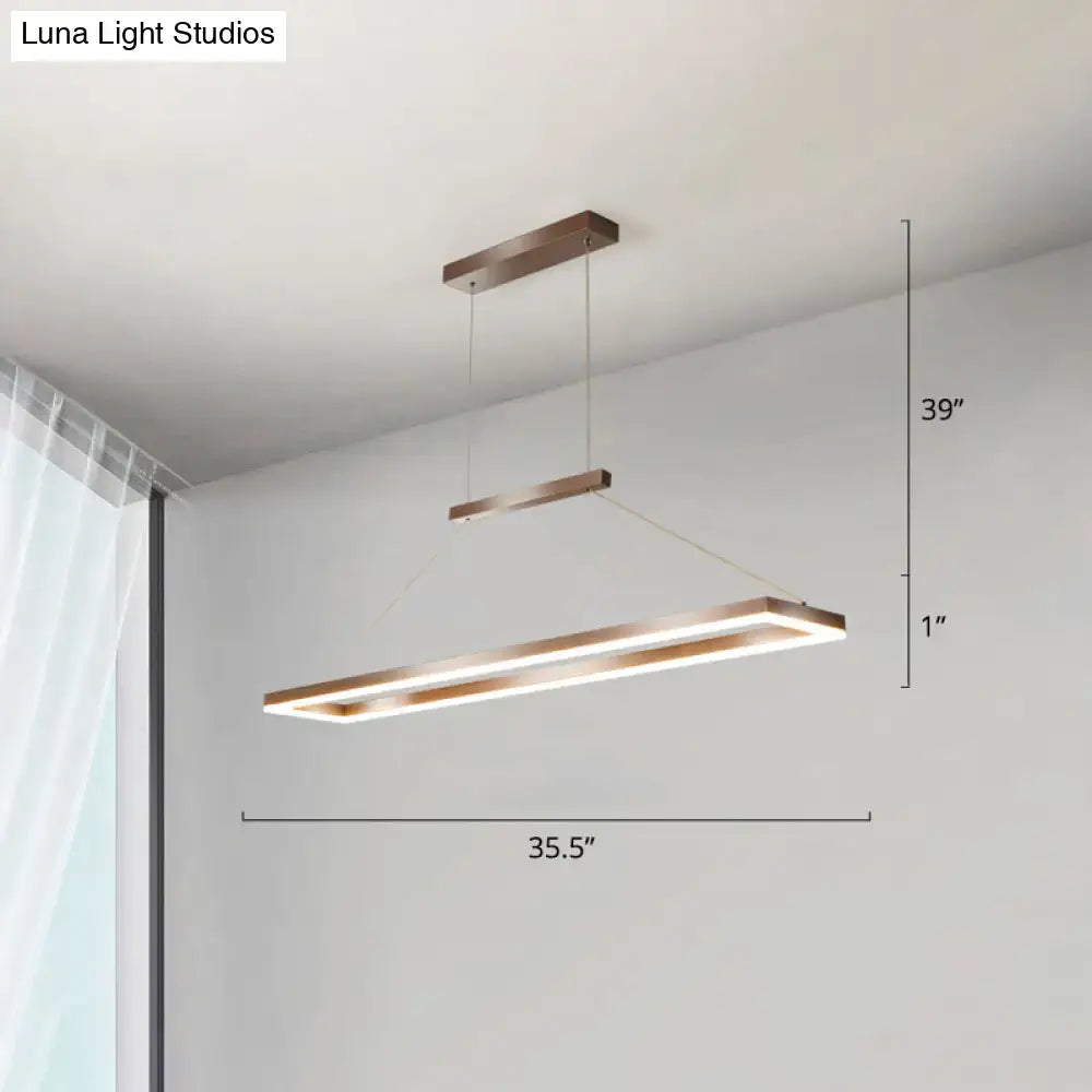 Decorbites sleek metal island ceiling pendant light with bronze metal frame and integrated led strip for dining room