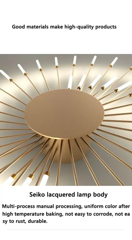 Gold-colored seiko lacquered nordic led chandelier with frosted glass fixtures for modern living room ceiling lighting