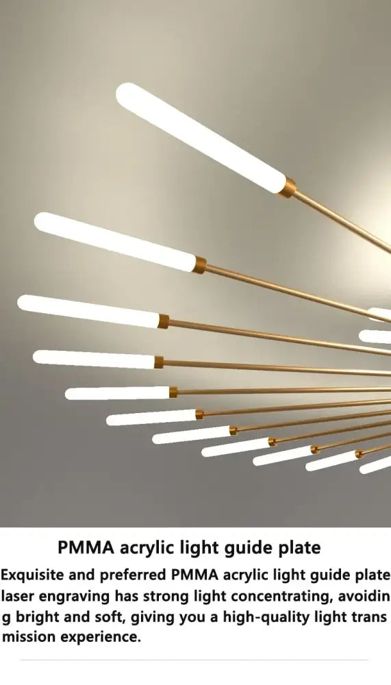 Modern minimalist DecorBites™ sleek nordic led chandelier with gold rods and frosted pmma plates for living room led ceiling