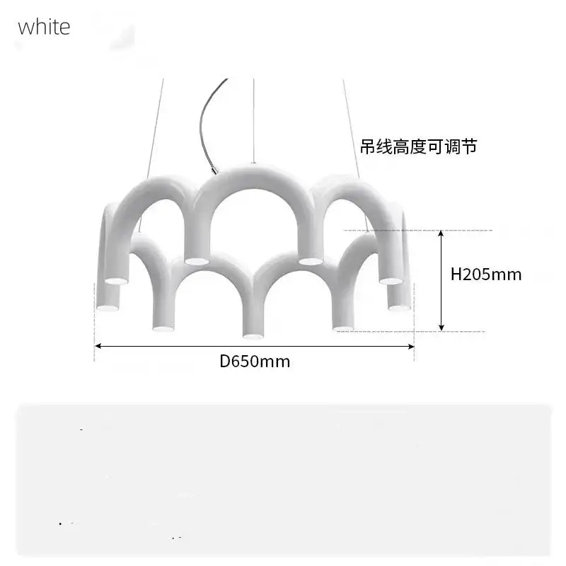 White modern u-shaped chandelier with adjustable hanging cords by decorbites for bedroom and kitchen lighting