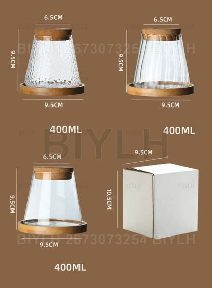 Decorbites small transparent glass vase with textured surface cork lid and wooden base for home decor