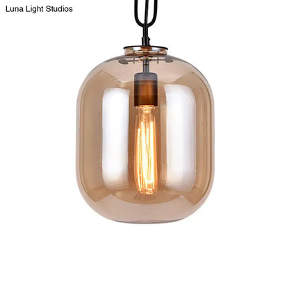Decorbites smoke gray cognac glass pendant lamp with warm amber glass and vintage edison bulb industrial ceiling light