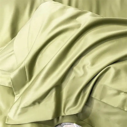Luxurious sage green satin pillowcase from decorbites™ soft egyptian cotton bedding set 1000tc with smooth glossy finish for duvet cover or fitted sheet use