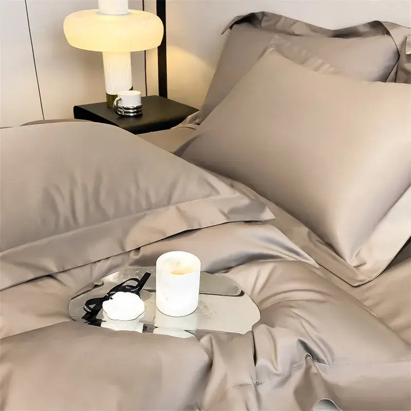 Silk-gray satin pillowcases from decorbites™ soft egyptian cotton bedding set 1000tc with smooth lustrous finish for duvet cover use