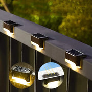 Decorbites™ solar led outdoor stair lights set featuring black solar led lights with sleek rectangular design and sun sensor