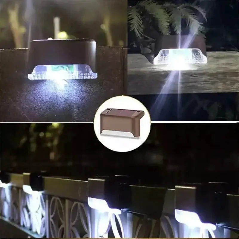 Brown plastic decorbites™ solar led outdoor stair light with clear textured lens for energy-efficient illumination
