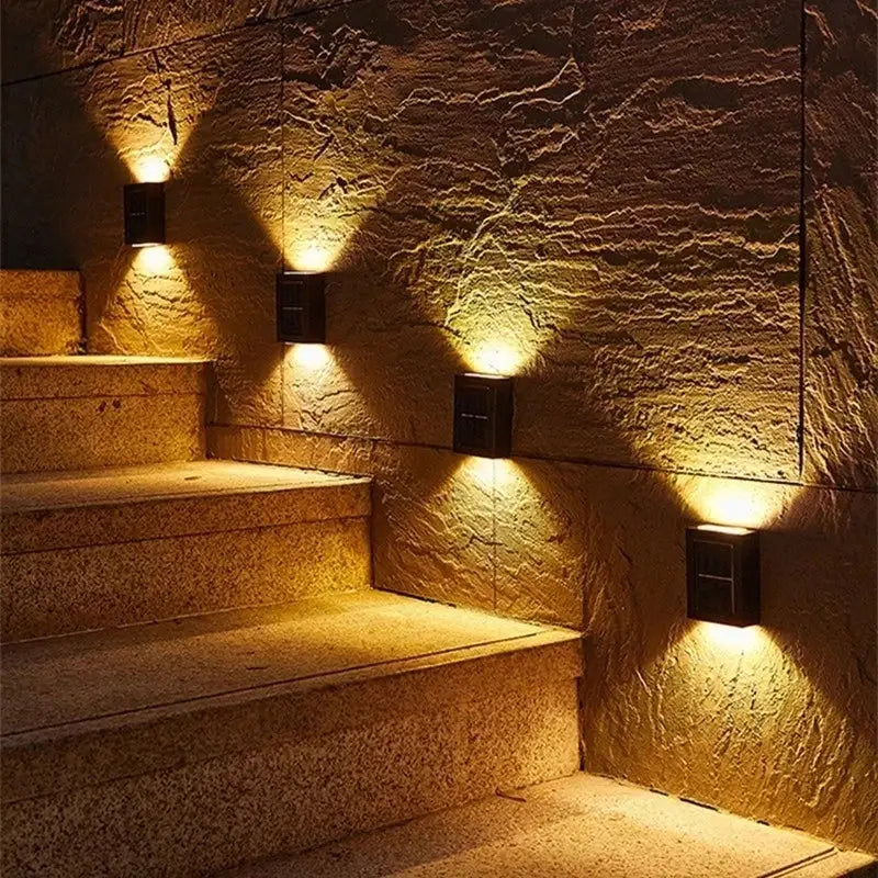 Decorbites™ solar led black rectangular wall light with warm yellow lamp beads for outdoor use