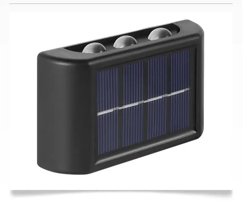DecorBites™ solar led outdoor wall light in black with three silver spherical lamp beads for garden illumination