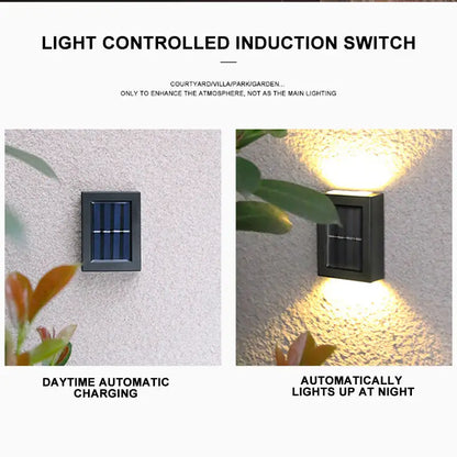 DecorBites™ black rectangular solar outdoor led lights with motion sensor and warm white led illumination for garden