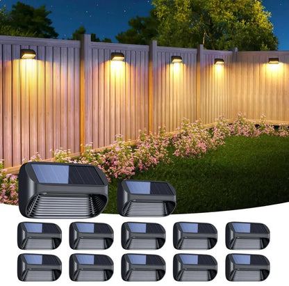 Black solar powered fence light by DecorBites with motion sensor and upgraded led bulbs for yard patio deck lighting