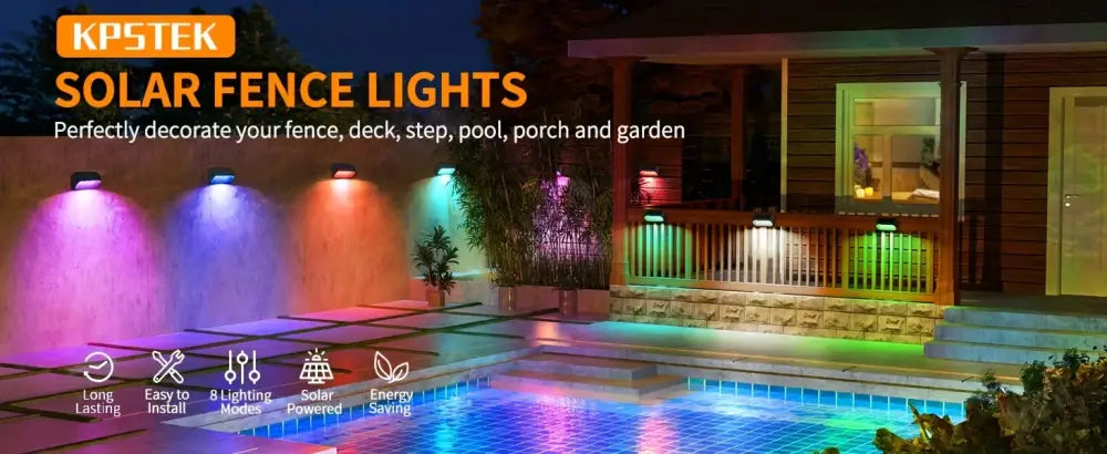 Decorbites™ solar powered fence lights with vibrant multicolored led illumination for yard deck and patio use