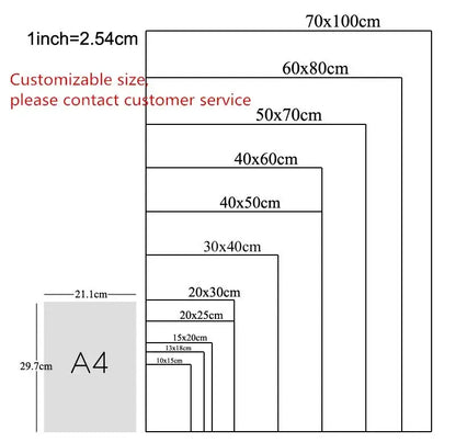 A4 sized gray box with dimensions 21.1cm by 29.7cm for decorbites spiderman watercolor canvas poster