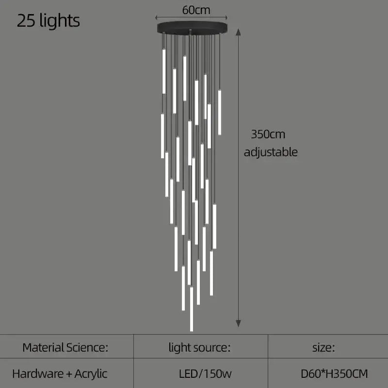 Decorbites™ spiral led ceiling black and white acrylic ceiling chandelier with 25 led lights for home decor