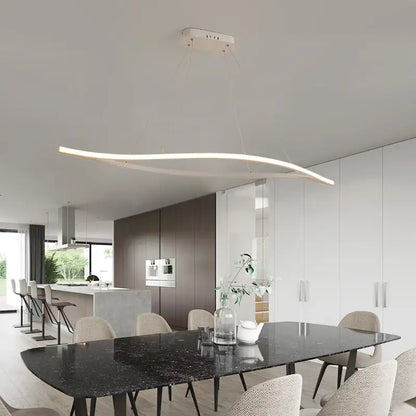 DecorBites™ stylish aluminum leaf led island light with sleek curved design and warm white led illumination for dining room
