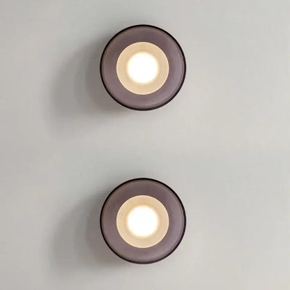 Decorbites™ stylish led wall lamp with two sleek circular wall lamps in translucent gray glass and warm white led lights