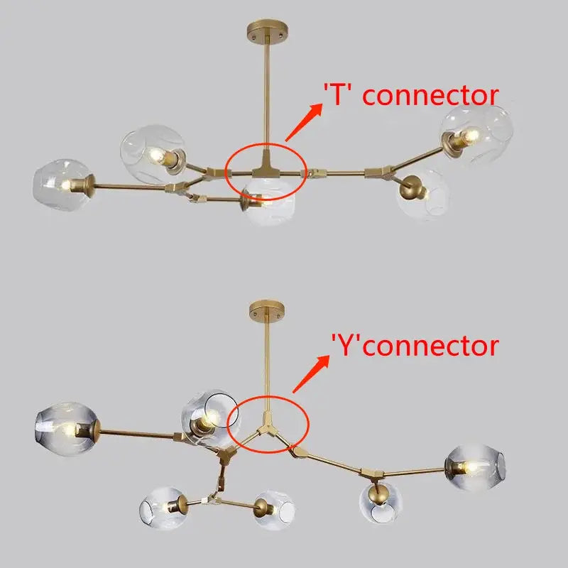 Modern brass chandelier with clear glass globe shades stylish nordic chandelier for dining living room lighting