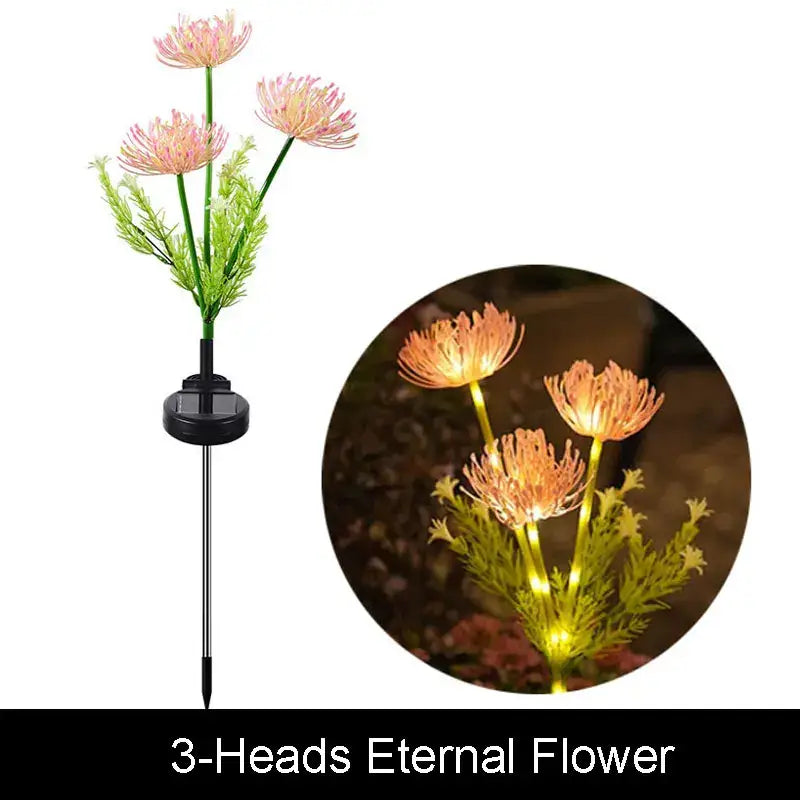 Decorbites™ sunflower solar garden lights with pink and green illuminated flower heads for outdoor solar lawn decor