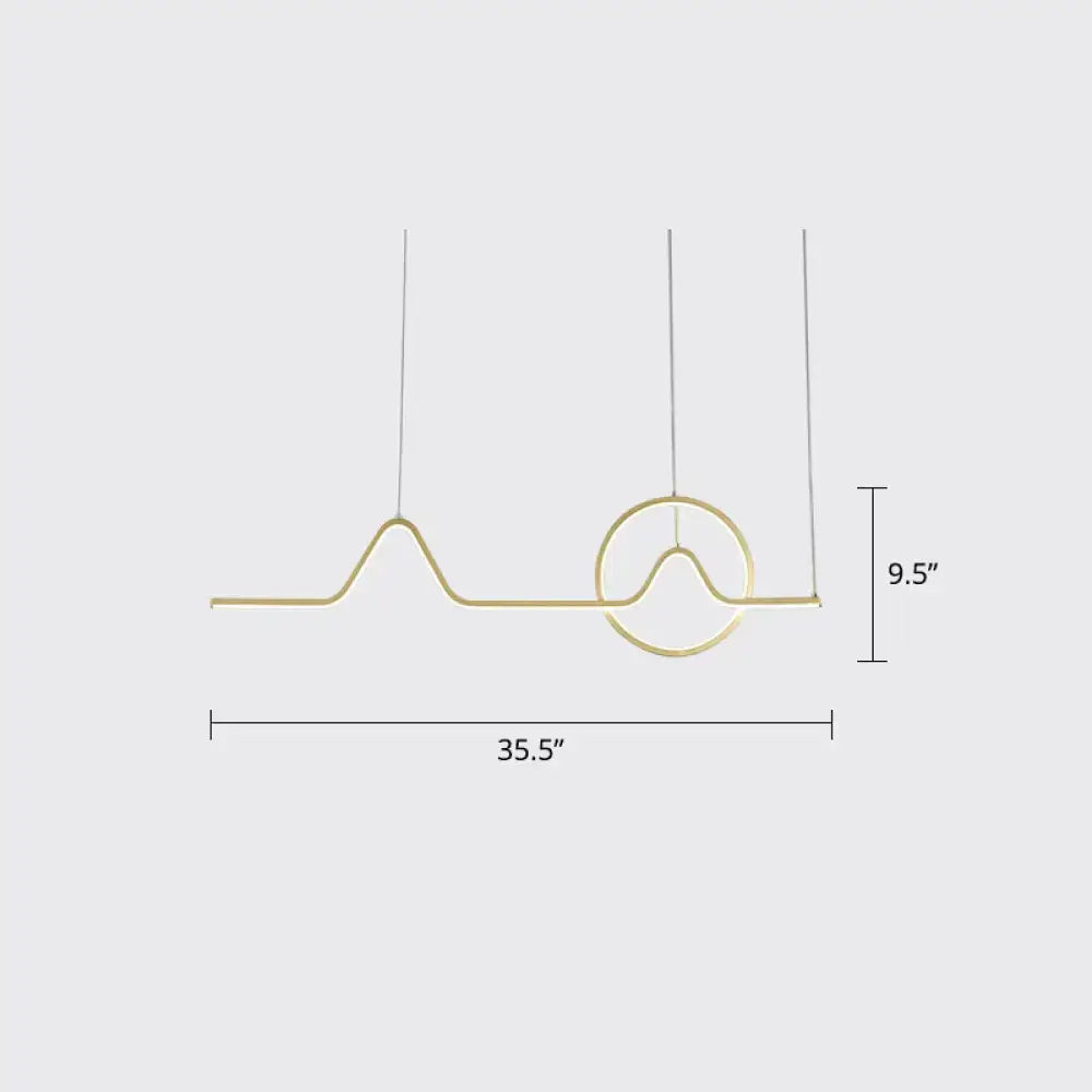 Decorbites sunrise mountains pendant island light modern brass fixture with wavy design and black gold accents for dining room
