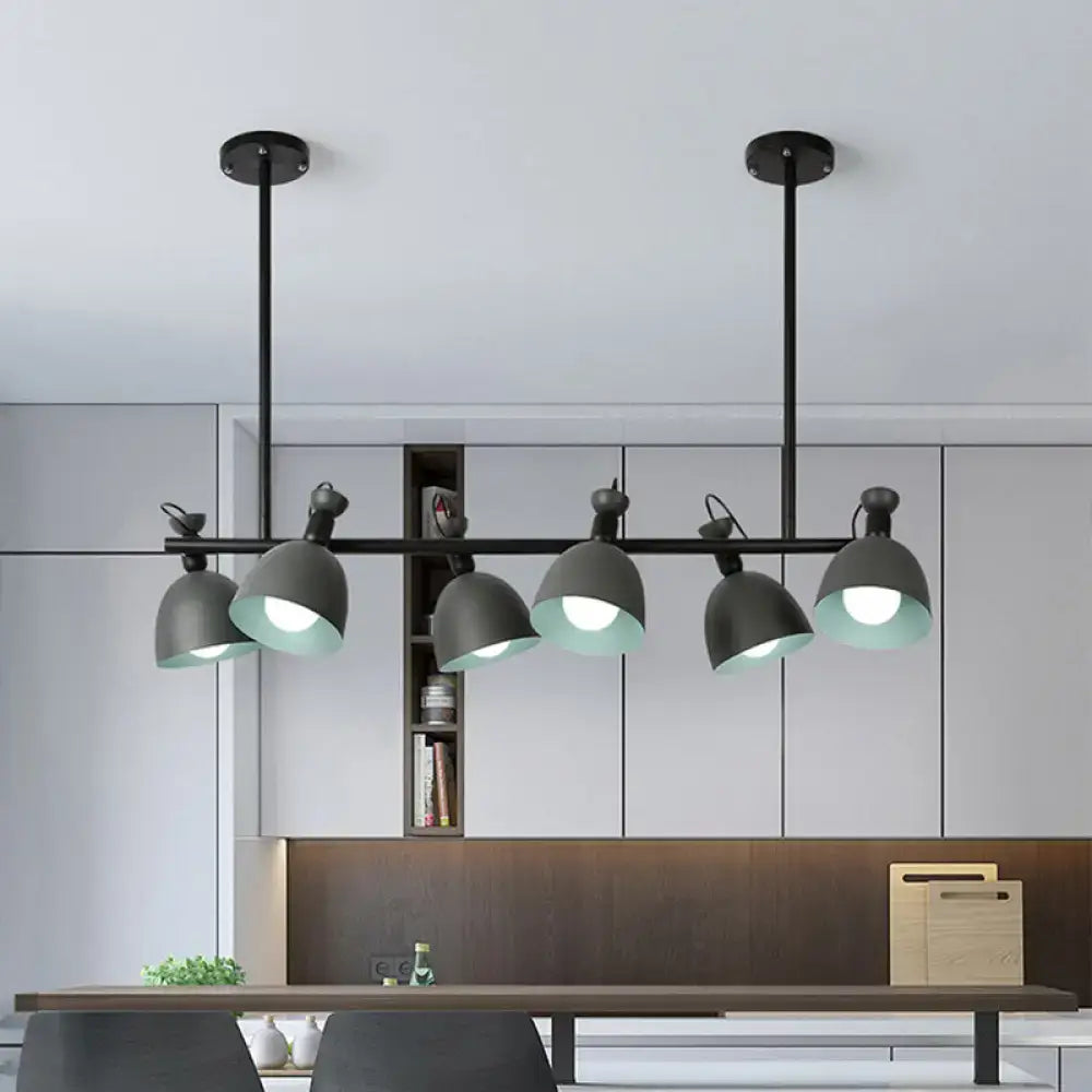 Modern black metal decorbites swivelable macaron island pendant with five adjustable dome shades soft greenish glow light type 110v-120v